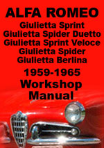 Alfa Romeo Giulietta Sprint, Giulietta Spider Duetto, Giulietta Sprint Veloce, Giulietta Spider, Giulietta Berlins 1959-1965 Workshop Manual