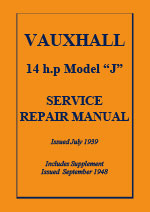 Vauxhall 14 h.p. Model J Factory Workshop Service Repair Manual Download pdf